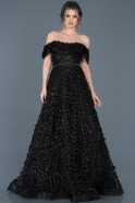 Длинное Помолвочное Платье Черный ABU586