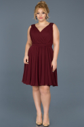 Короткое Свободное Вечернее Платье Бордовый ABK381