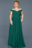 Длинное Свободное Вечернее Платье Изумрудно-зеленый ABU354