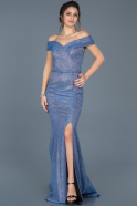 Длинное Помолвочное Платье Ярко-синий ABU616