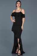Вечернее Платье Русалка С Асимметричным Подолом Черный ABO016