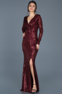 Длинное Помолвочное Платье Бордовый ABU551