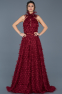 Длинное Помолвочное Платье Бордовый ABU633