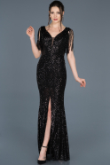 Длинное Помолвочное Платье Черный ABU606