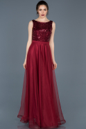 Длинное Помолвочное Платье Бордовый ABU652