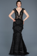 Длинное Помолвочное Платье Черный ABU662
