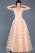 Длинное Помолвочное Платье Лососевый ABU661