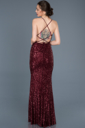 Длинное Пригласительное Платье Бордовый ABU617