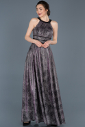 Длинное Пригласительное Платье Черный-Пурпурный ABU646