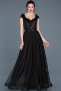Длинное Помолвочное Платье Черный ABU649