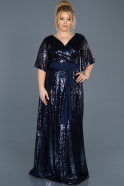 Длинное Пригласительное Платье Темно-синий ABU671