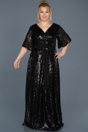 Длинное Пригласительное Платье Черный ABU671