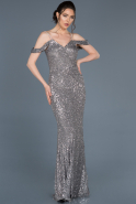 Длинное Вечернее Платье Русалка Серебряный ABU635