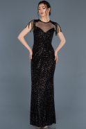 Длинное Вечернее Платье Черный ABU1077