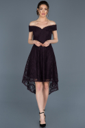 Выпускное Платье С Кружевами Асимметричное Пурпурный ABO018
