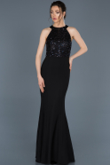 Длинное Вечернее Платье Русалка Черный-Синий ABU608