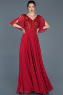 Длинное Пригласительное Платье красный ABU676