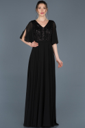 Длинное Пригласительное Платье Черный ABU676