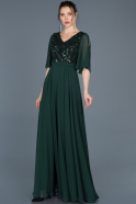 Длинное Пригласительное Платье Изумрудно-зеленый ABU676