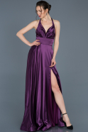 Длинное Атласное Платье Для Помолвки Фиолетовый ABU543