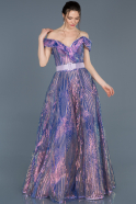 Длинное Помолвочное Платье Лиловый ABU690