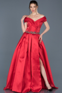 Длинное Атласное Платье Для Помолвки красный ABU691