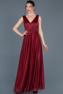 Длинное Пригласительное Платье Бордовый ABU692
