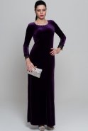 Длинное Велюровое Вечернее Платье Пурпурный AR36743