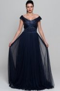 Длинное Выпускное Платье Темно-синий F1382