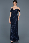 Длинное Вечернее Платье Русалка Темно-синий ABU635