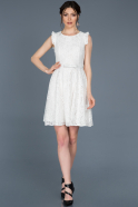 Короткое Выпускное Платье С Кружевами Белый ABK454