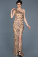 Длинное Помолвочное Платье Золотой ABU682