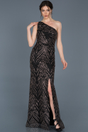 Длинное Помолвочное Платье Черный ABU682