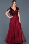 Длинное Помолвочное Платье Бордовый ABU647