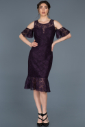 Миди Пригласительное Платье С Кружевами Пурпурный ABK455