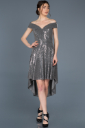 Вечернее Платье Короткое Спереди Длинное Сзади Серый ABO026