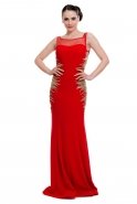 Длинное Вечернее Платье Красный-Золотой C3005