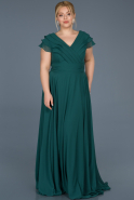 Длинное Свободное Вечернее Платье Изумрудно-зеленый ABU721