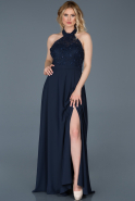 Длинное Выпускное Платье Темно-синий ABU726