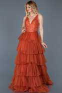Длинное Помолвочное Платье Оранжевый ABU733