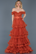 Длинное Помолвочное Платье Оранжевый ABU734