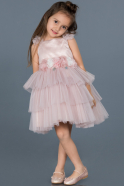 Длинное Девичье Платье Пыльно-розовый ABK480
