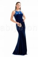 Длинное Велюровое Вечернее Платье Ярко-синий C6196