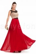 Длинное Вечернее Платье Красный-Золотой C6192