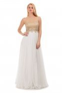 Длинное Вечернее Платье Белый-Золотой F1358