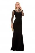 Длинное Вечернее Платье Черный-Золотой C6163
