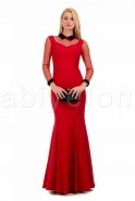 Длинное Вечернее Платье Черный-Красный C6163