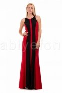 Длинное Вечернее Платье Черный-Красный C6169