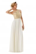Длинное Вечернее Платье Белый-Золотой F1384