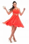 Короткое Вечернее Платье Неоновый-Оранжево-красный O7448
